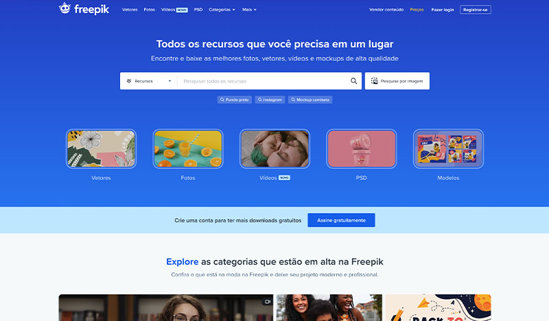 Melhores bancos de imagens: Freepik tem acervo rico e ainda gerador de imagens por Inteligência Artificial – Foto: Freepik