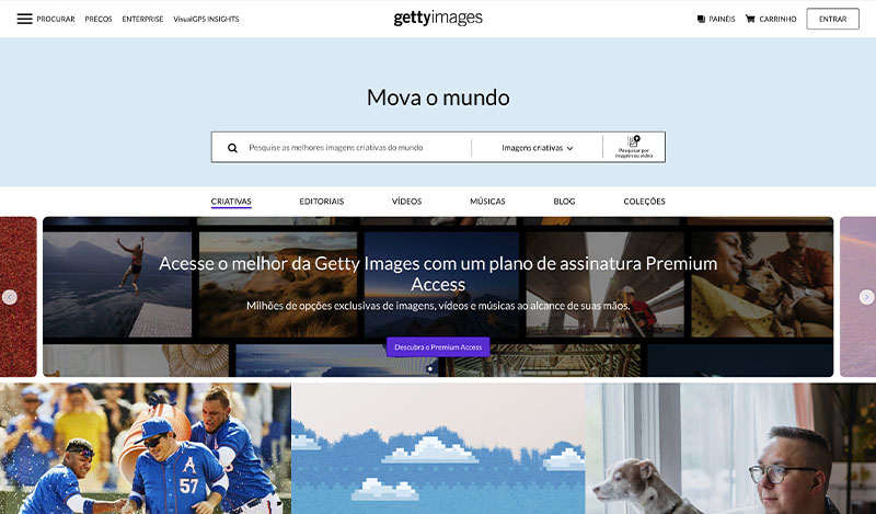 Melhores bancos de imagens: Getty Images também disponibiliza várias opções de vídeos e músicas – Foto: Getty Images 