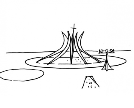 croquis-de-arquitetos-famosos-oscar-niemeyer-catedral-de-brasilia