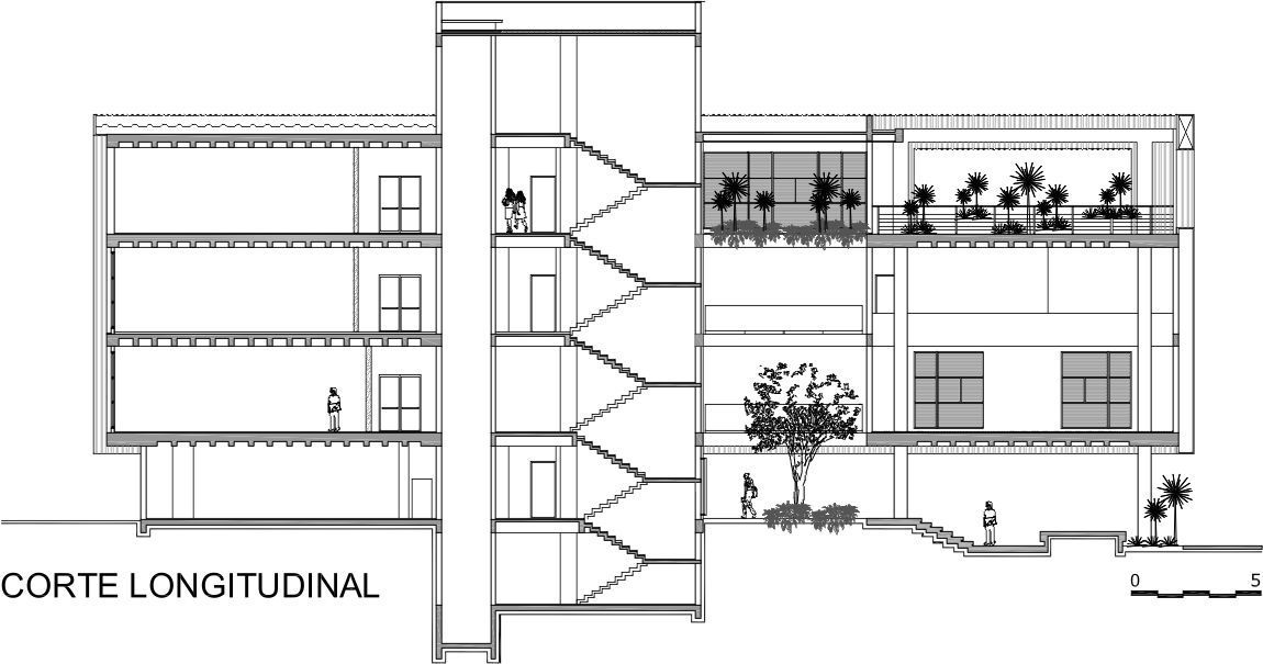 Anteprojeto de arquitetura: Planta de corte longitudinal