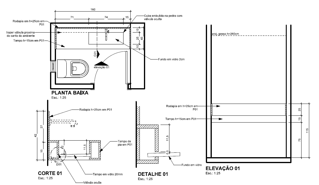 Tipos de cuba para banheiro: projeto lavabo La Decora