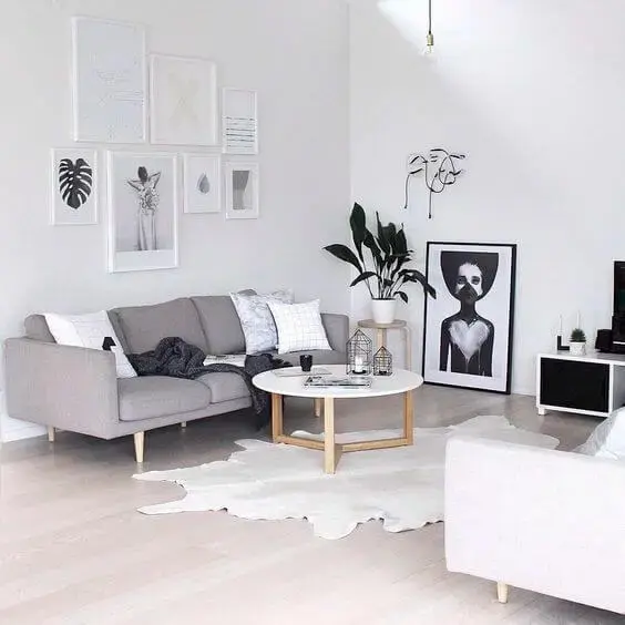 Cores primárias: decoração com cores neutras (branco e cinza)