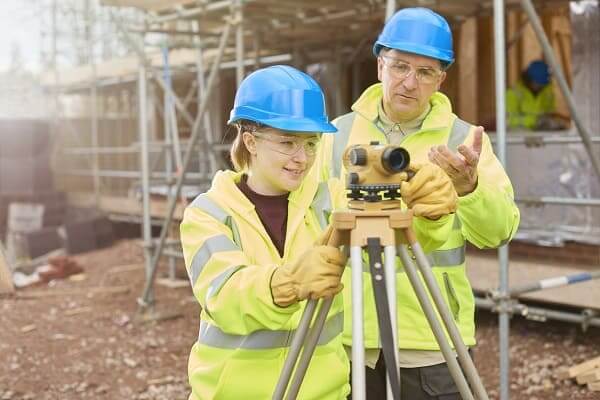 Quanto ganha um engenheiro civil: estudante de engenharia no canteiro de obras