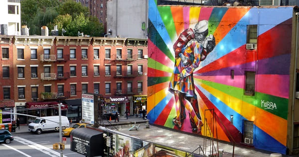 Kobra grafite: O Beijo, na High Line, em Nova York, EUA