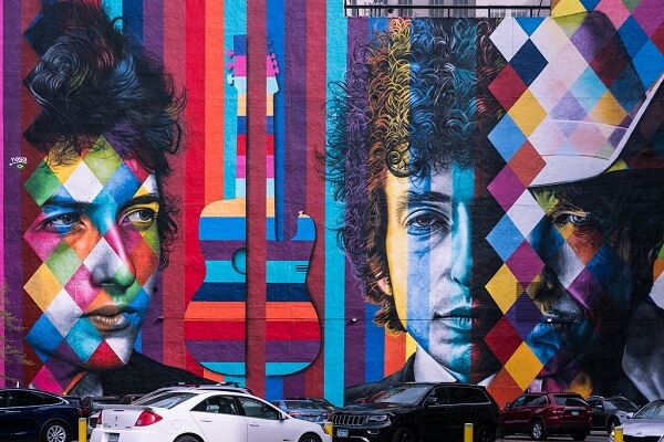 Kobra grafite: Bob Dylan, The Times They Are a-Changin. Minneapolis, Minnesota, EUA