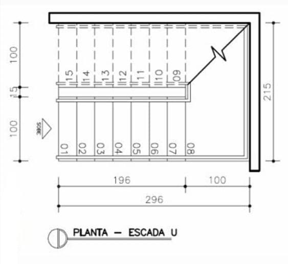 Planta de Escada em U (foto: AutoCAD Expert)