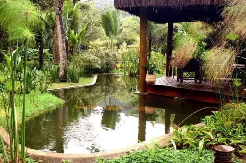 Piscina biológica construída em uma casa de campo. Fonte: Gil Fialho Paisagismo